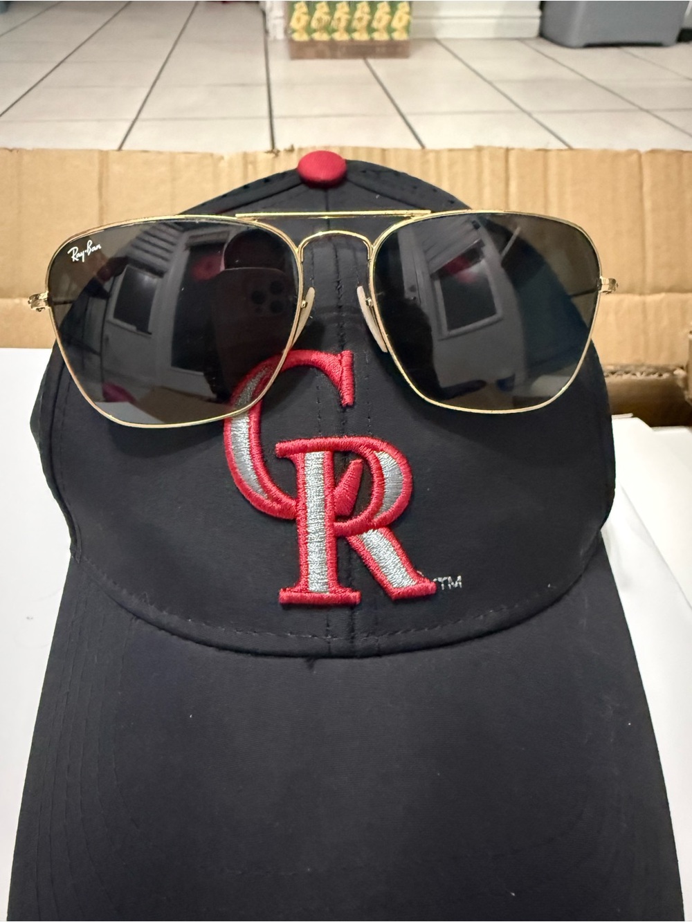 Ray-Ban Gold Aviator Sunglasses with Black Lenses